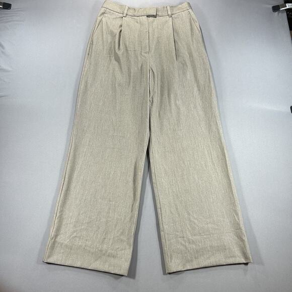 Djerf Avenue Pants - Djerf Avenue Ur An Angel Pants High Rise Wide Leg Pleated In Beige Womens Medium